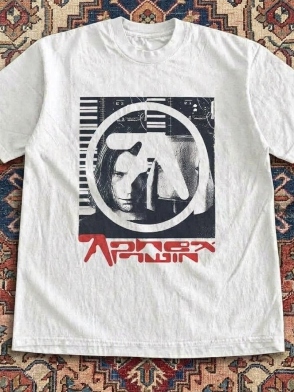 Aphex Twin White retro-style t-shirt